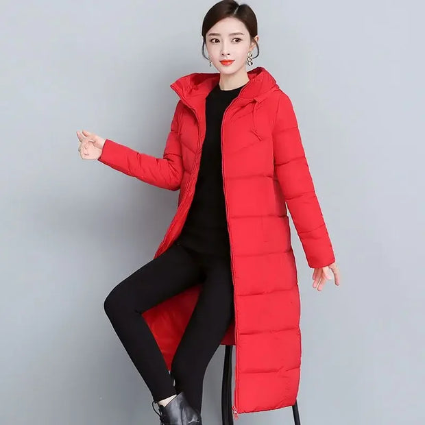 2024 Long Straight Winter Coat Women Casual Down Jackets Slim Remove Hooded Parka Oversize Fashion Outwear Plus Size 5XL