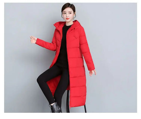 2024 Long Straight Winter Coat Women Casual Down Jackets Slim Remove Hooded Parka Oversize Fashion Outwear Plus Size 5XL