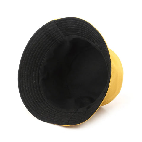 Summer New Cotton Black Solid Colour Double Sided Simple Bob Hip Hop Bucket Hat