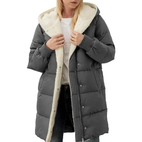 Cotton-padded Long-sleeved Jackets Double-sided Velvet Fleece Parkas Women Winter Coats Hooded Slim-fit Cardigan Jacket Coats