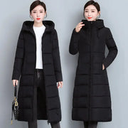 2024 Long Straight Winter Coat Women Casual Down Jackets Slim Remove Hooded Parka Oversize Fashion Outwear Plus Size 5XL