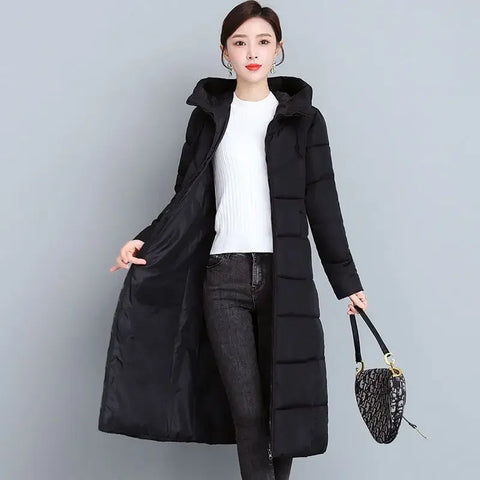 2024 Long Straight Winter Coat Women Casual Down Jackets Slim Remove Hooded Parka Oversize Fashion Outwear Plus Size 5XL