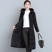 2024 Long Straight Winter Coat Women Casual Down Jackets Slim Remove Hooded Parka Oversize Fashion Outwear Plus Size 5XL