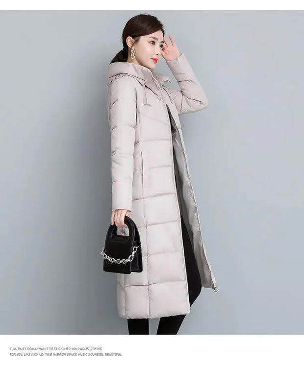 2024 Long Straight Winter Coat Women Casual Down Jackets Slim Remove Hooded Parka Oversize Fashion Outwear Plus Size 5XL